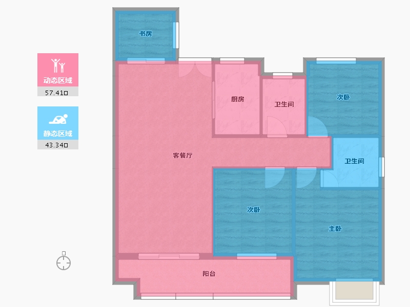 湖北省-黄冈市-君合御景城-91.37-户型库-动静分区