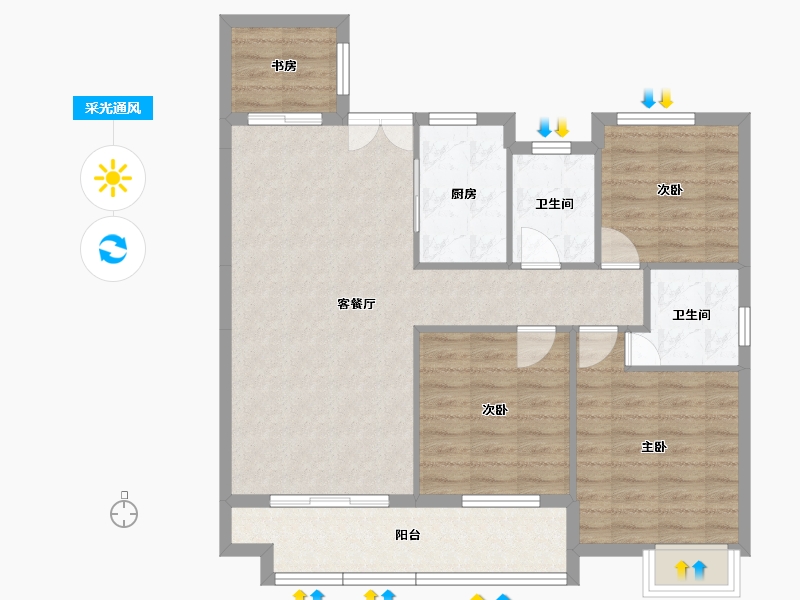 湖北省-黄冈市-君合御景城-91.37-户型库-采光通风