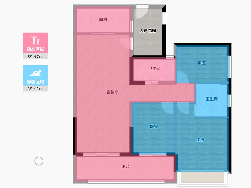 海南省-海口市-雅居乐金沙湾-87.96-户型库-动静分区