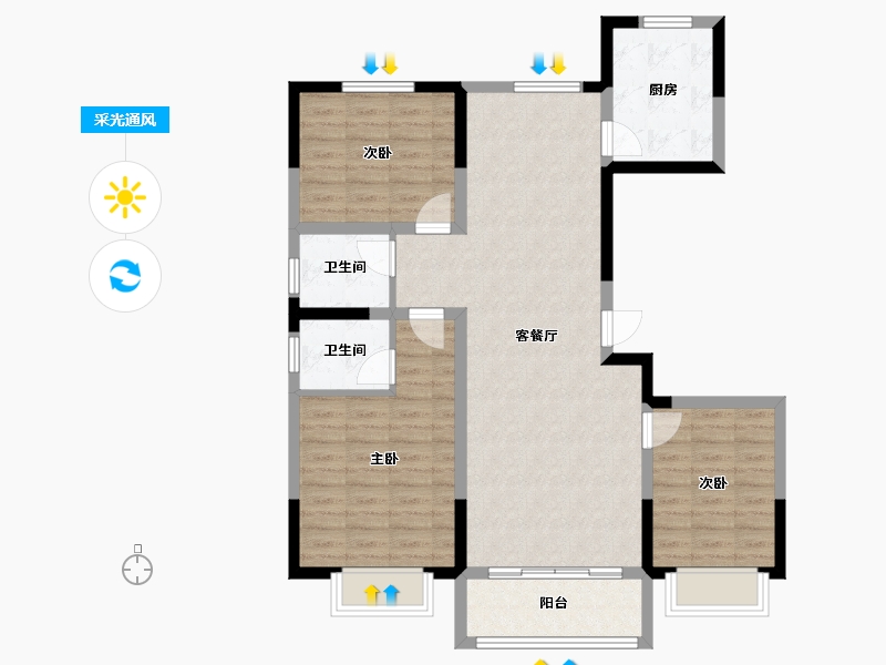 山东省-聊城市-民生赛雅世纪城-95.00-户型库-采光通风