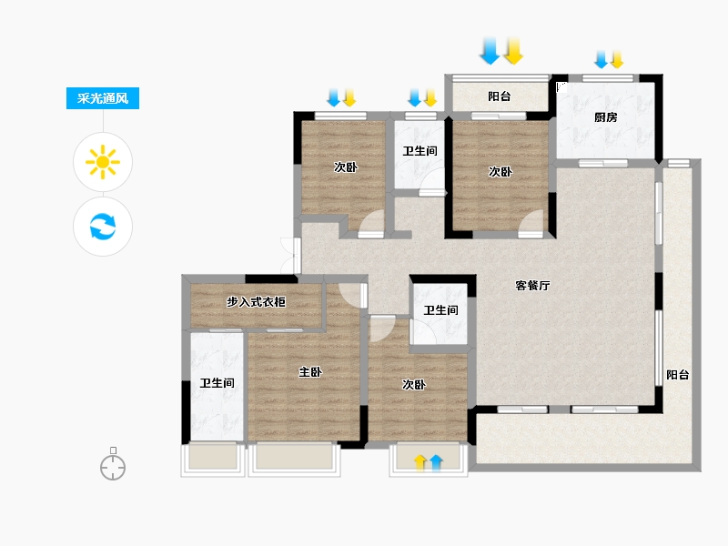 河南省-商丘市-虞城建业·新筑-132.24-户型库-采光通风