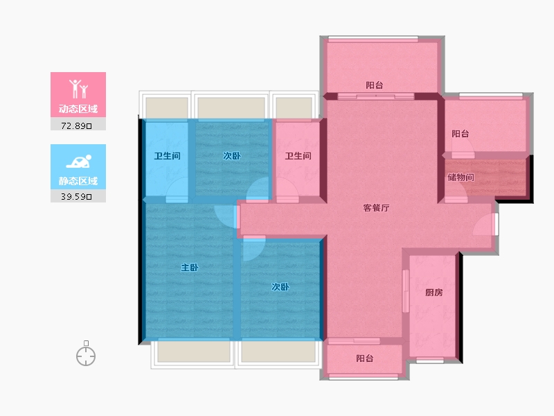 广东省-湛江市-卓越维港-98.69-户型库-动静分区