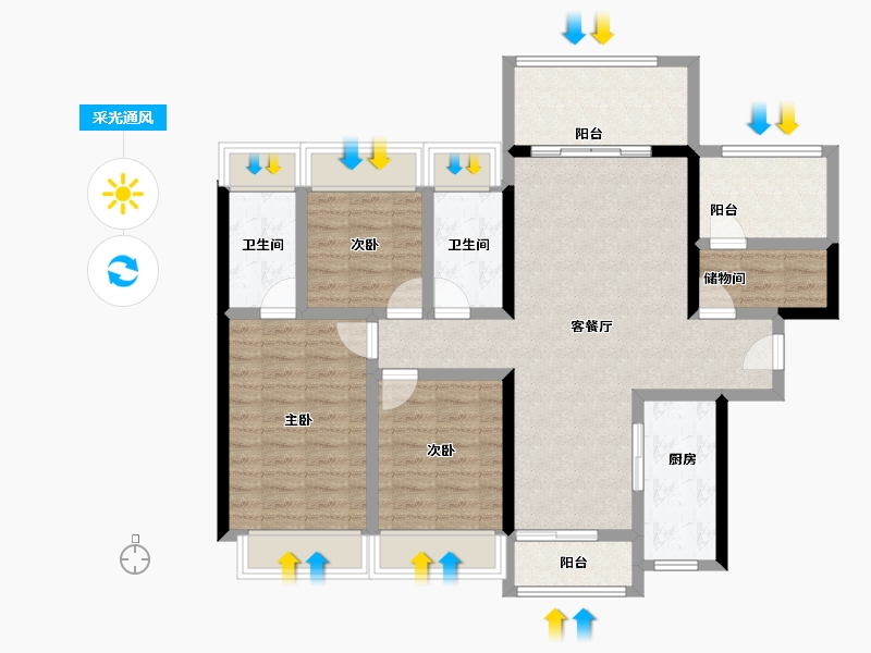 广东省-湛江市-卓越维港-98.69-户型库-采光通风