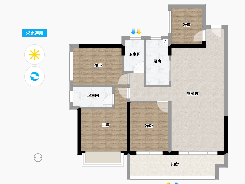 广东省-湛江市-钰海豪庭-98.76-户型库-采光通风