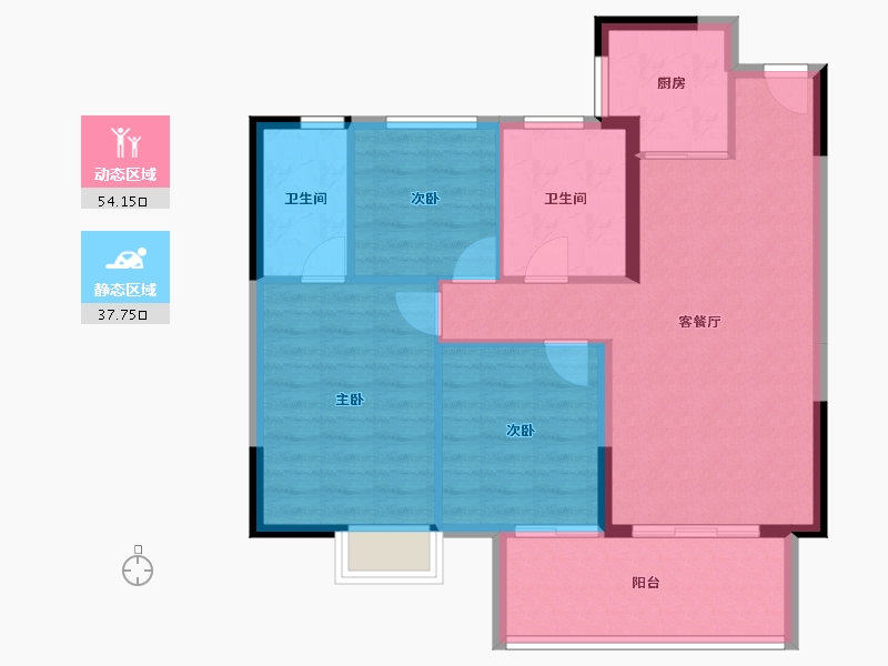 湖北省-黄冈市-中乾融·玺台-83.12-户型库-动静分区