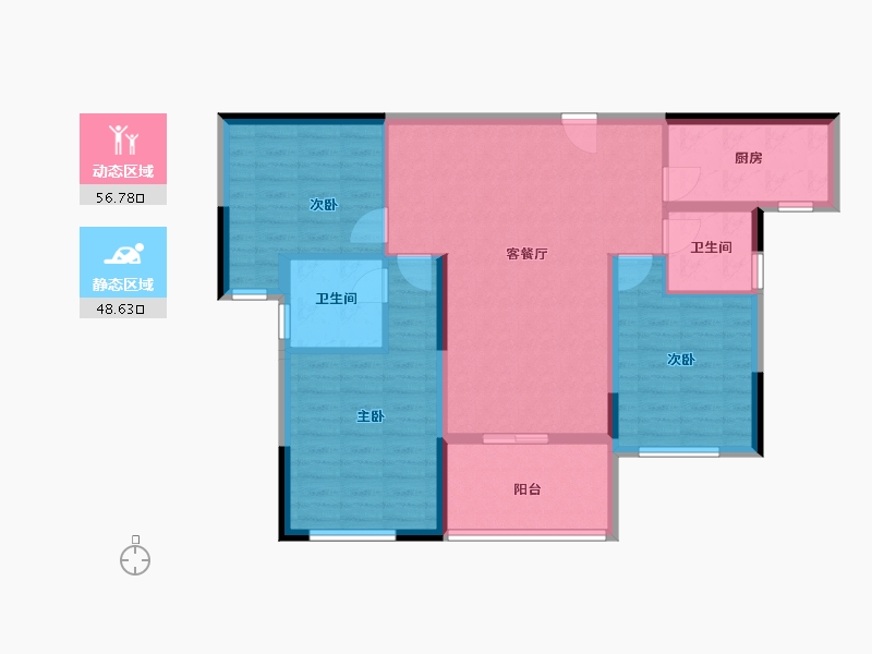 陕西省-汉中市-裕添·四季花城-94.78-户型库-动静分区