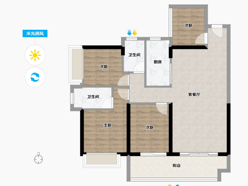 广东省-湛江市-钰海豪庭-93.53-户型库-采光通风