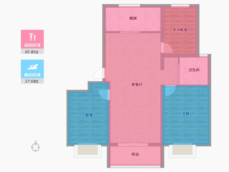 河北省-秦皇岛市-碧桂园玫瑰庄园-84.00-户型库-动静分区