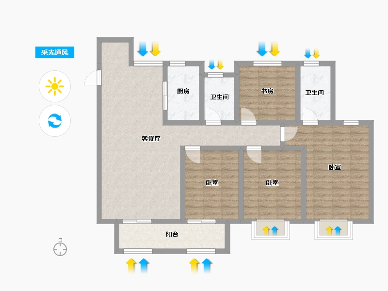 山东省-威海市-中梁国信海岳府-106.50-户型库-采光通风