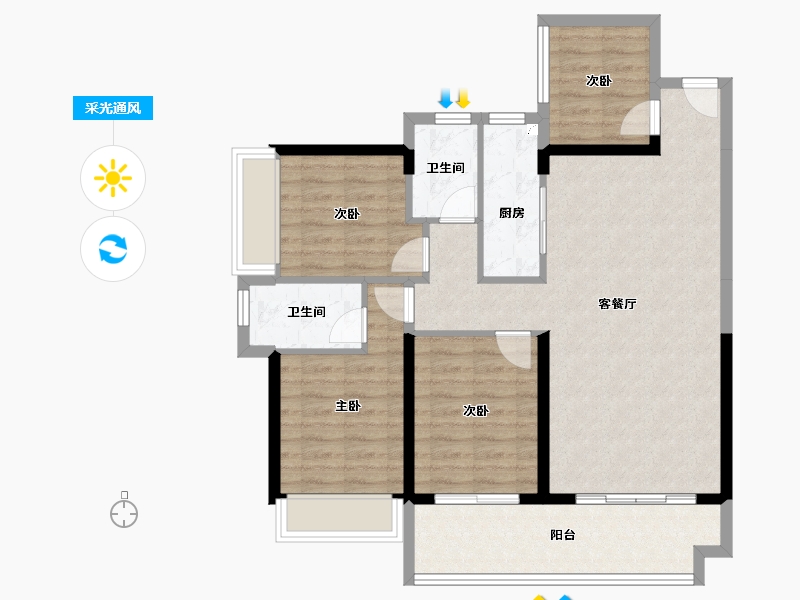 广东省-湛江市-钰海豪庭-93.22-户型库-采光通风