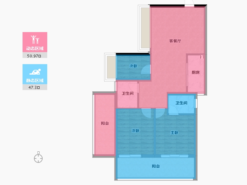 广东省-汕头市-南信·星海祥和苑-88.18-户型库-动静分区