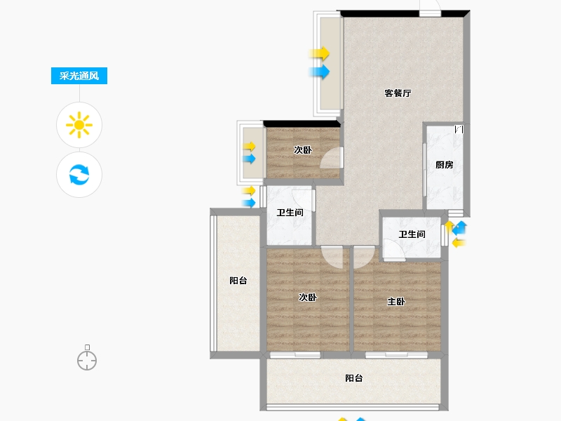 广东省-汕头市-南信·星海祥和苑-88.18-户型库-采光通风