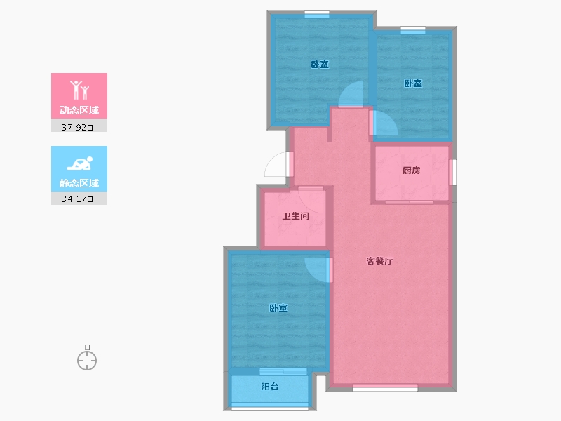 河北省-秦皇岛市-金龙和玺-63.76-户型库-动静分区