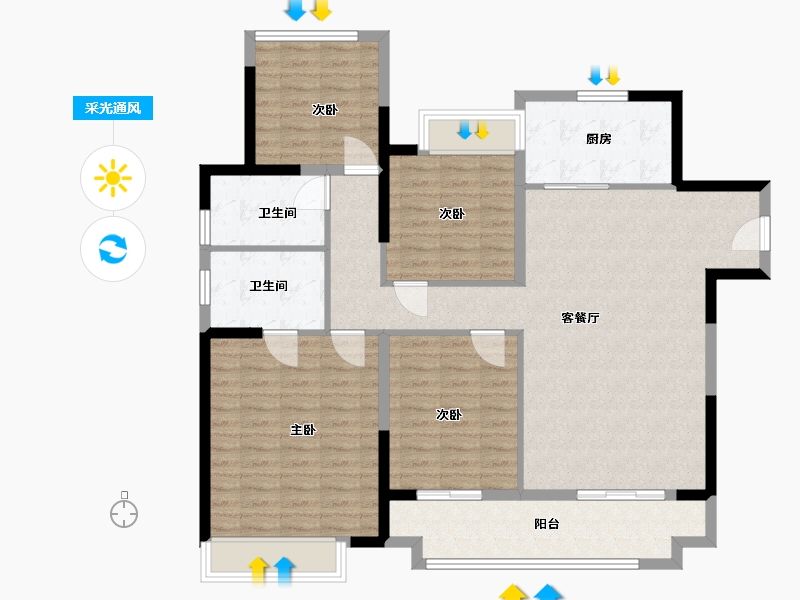 江苏省-南京市-景瑞熙棠府-119.00-户型库-采光通风