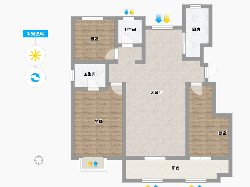 山东省-威海市-中梁国信海岳府-96.01-户型库-采光通风