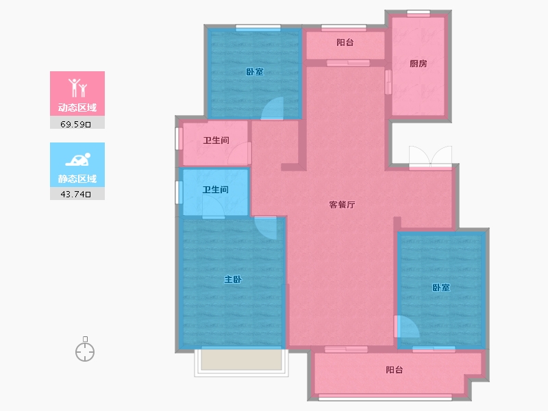 安徽省-蚌埠市-绿城·固镇玉园-101.60-户型库-动静分区