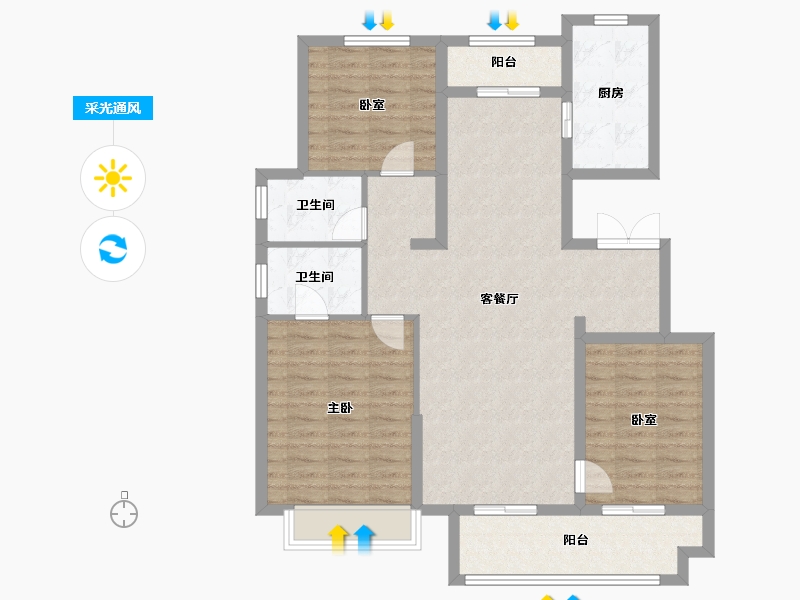 安徽省-蚌埠市-绿城·固镇玉园-101.60-户型库-采光通风