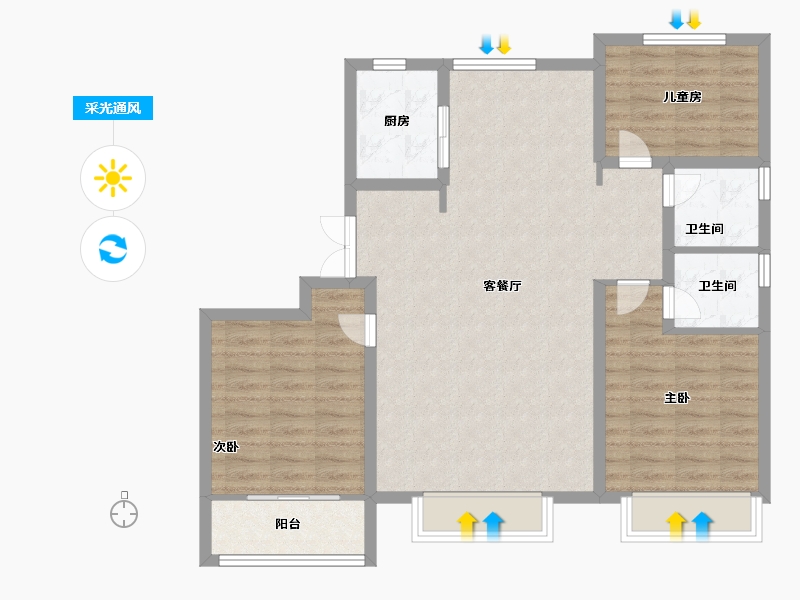 河北省-石家庄市-天成云玺-93.60-户型库-采光通风