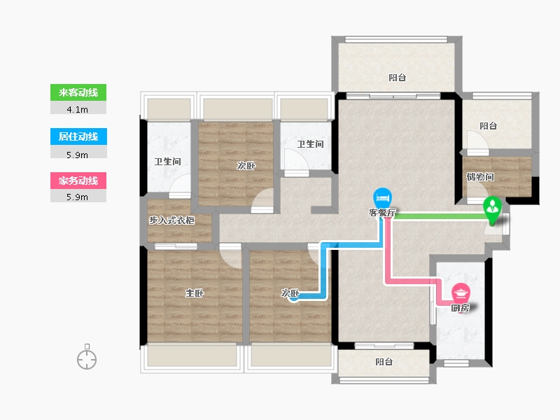 广东省-湛江市-卓越维港-108.60-户型库-动静线