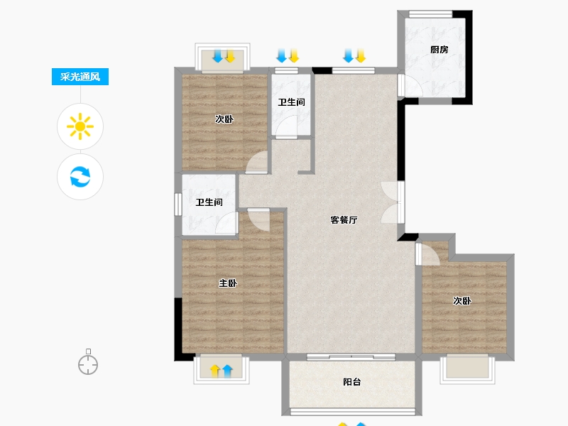 湖北省-黄冈市-泰信凤凰城-102.40-户型库-采光通风