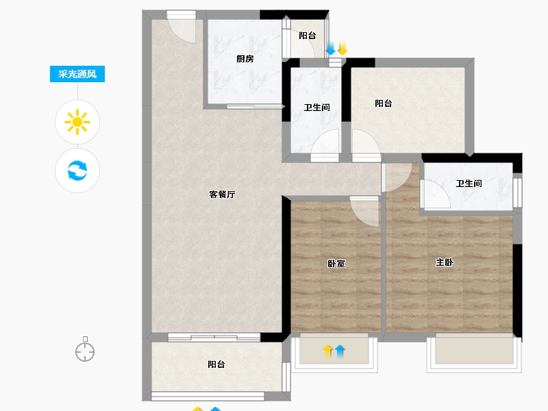 广东省-湛江市-凯悦华府-75.40-户型库-采光通风