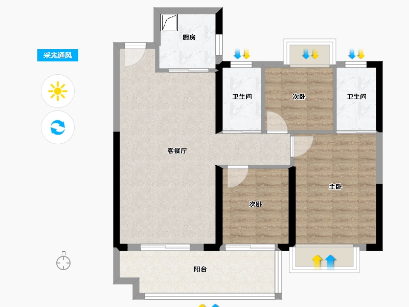 湖北省-荆州市-中建城发荆江之星-75.42-户型库-采光通风