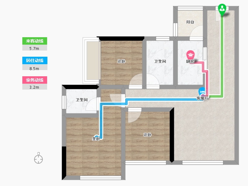 四川省-遂宁市-卓同麓溪臺-68.22-户型库-动静线