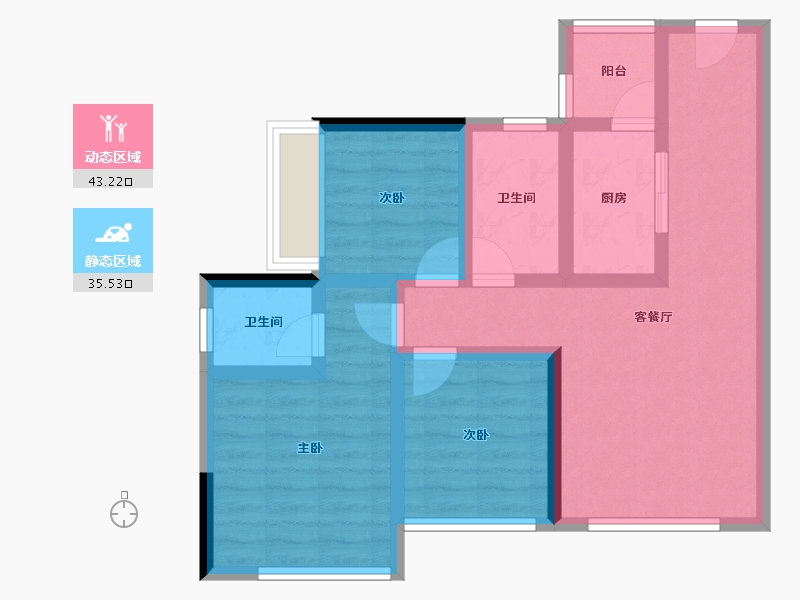 四川省-遂宁市-卓同麓溪臺-68.22-户型库-动静分区