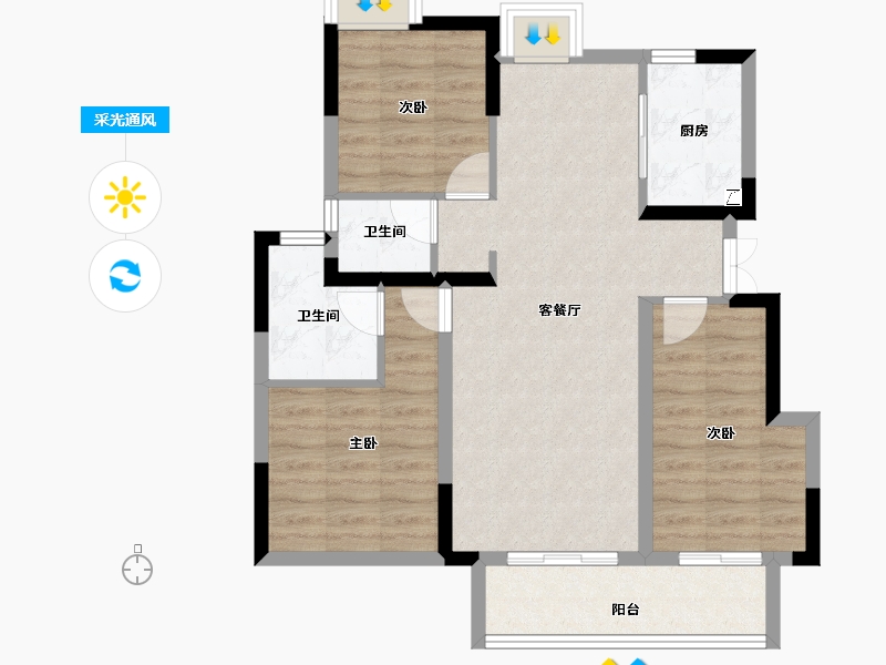 湖北省-宜昌市-宜昌城市旅游客厅国际社区-77.82-户型库-采光通风