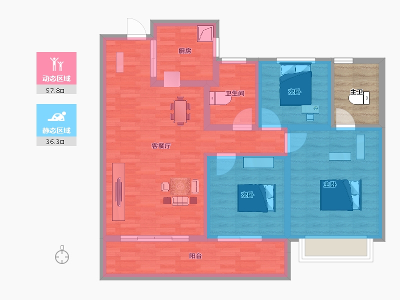 江苏省-淮安市-清河印-88.00-户型库-动静分区