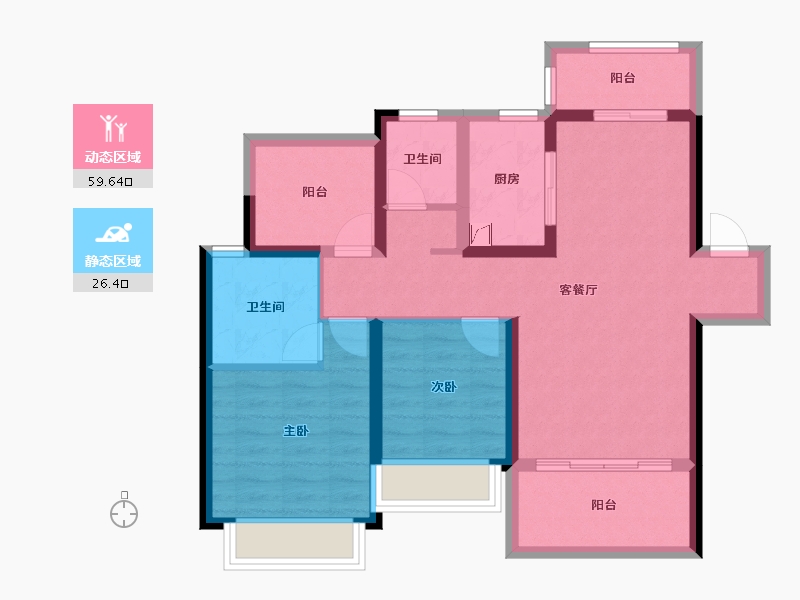 湖南省-永州市-嘉信悦府-75.52-户型库-动静分区