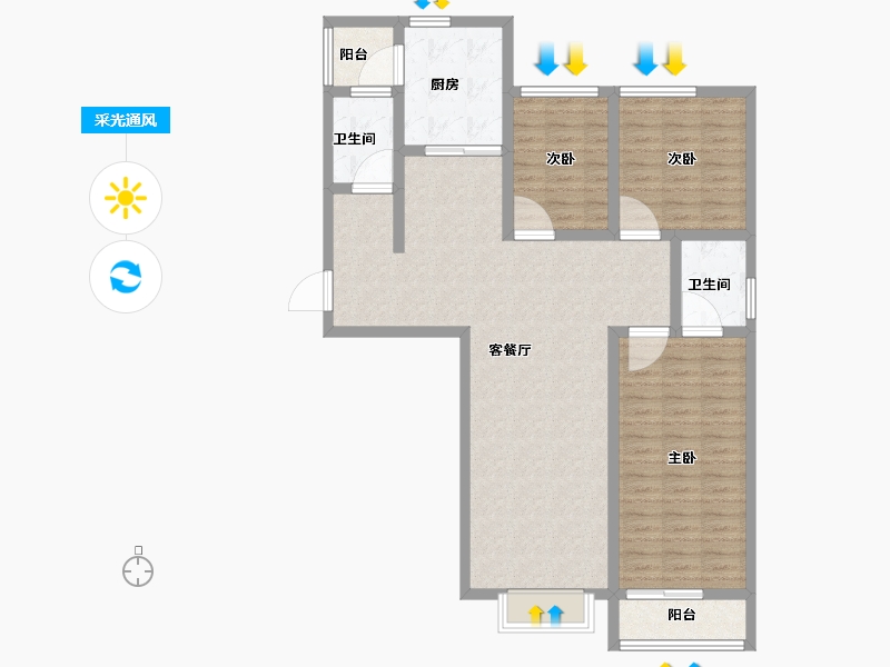 河南省-许昌市-荣城尚府-106.40-户型库-采光通风