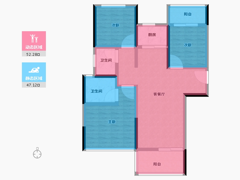 河南省-许昌市-鹿鸣湖壹号·和府-88.00-户型库-动静分区