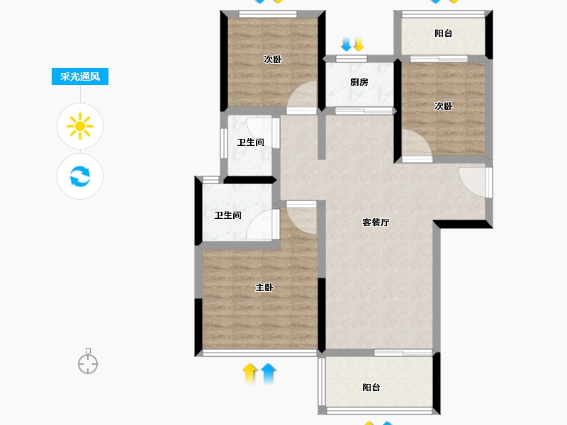 河南省-许昌市-鹿鸣湖壹号·和府-88.00-户型库-采光通风