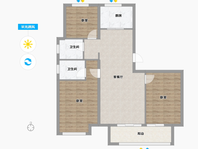 安徽省-蚌埠市-三巽·风华和悦-92.80-户型库-采光通风