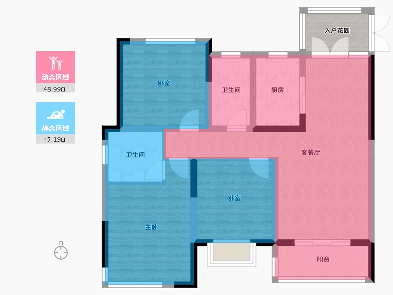 安徽省-蚌埠市-凯旋·御珑湾-87.96-户型库-动静分区