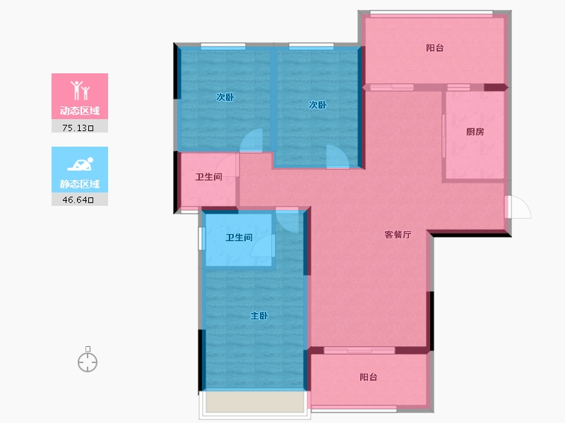 陕西省-汉中市-裕添·四季花城-109.45-户型库-动静分区