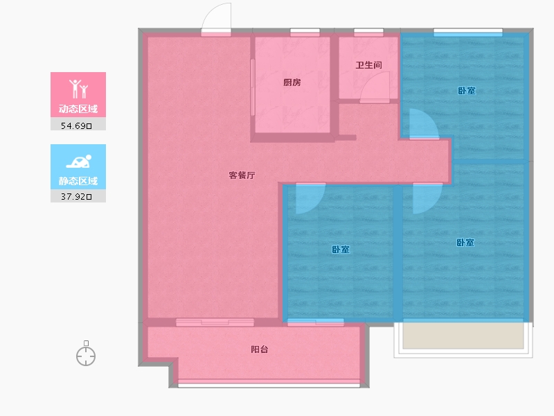 安徽省-蚌埠市-中南·观淮府-83.20-户型库-动静分区