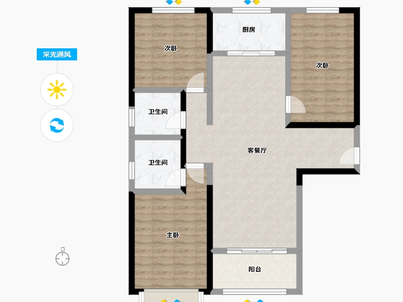 甘肃省-兰州市-瑞岭锦绣家园-110.00-户型库-采光通风