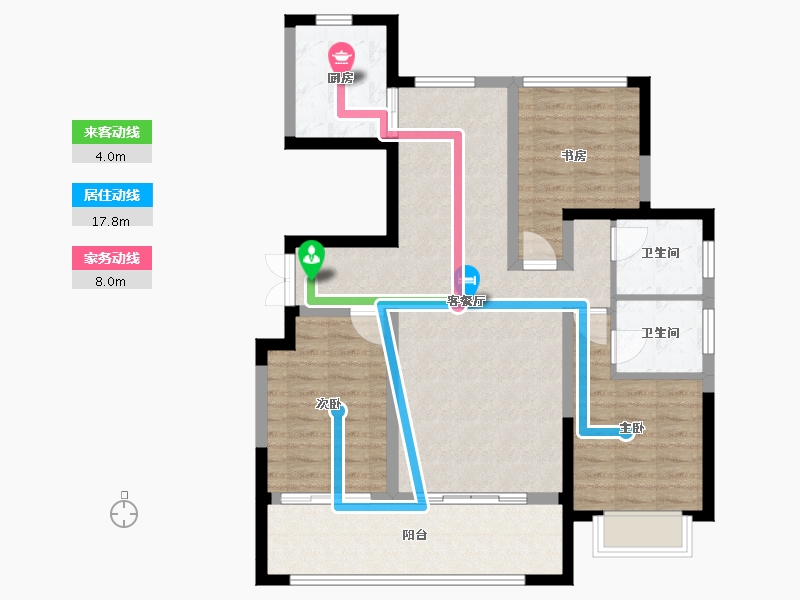 宁夏回族自治区-银川市-巨力公园和府-95.42-户型库-动静线