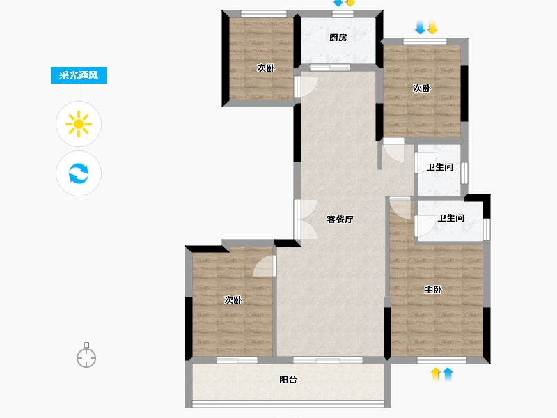 浙江省-温州市-苍南金麟府-100.00-户型库-采光通风