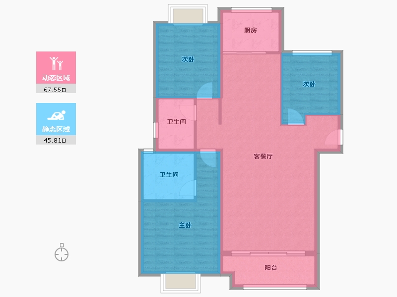 江西省-萍乡市-庄和书香半山和院-102.91-户型库-动静分区