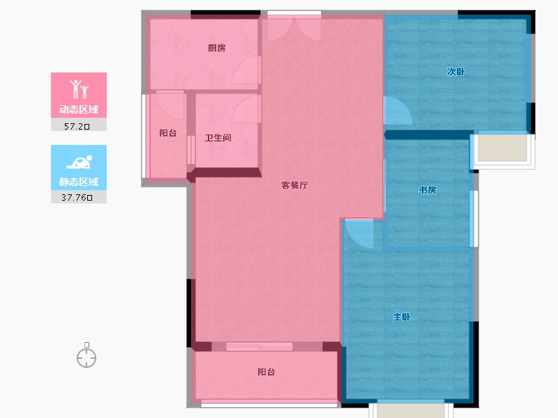 湖北省-黄冈市-御河·城市公园-86.36-户型库-动静分区