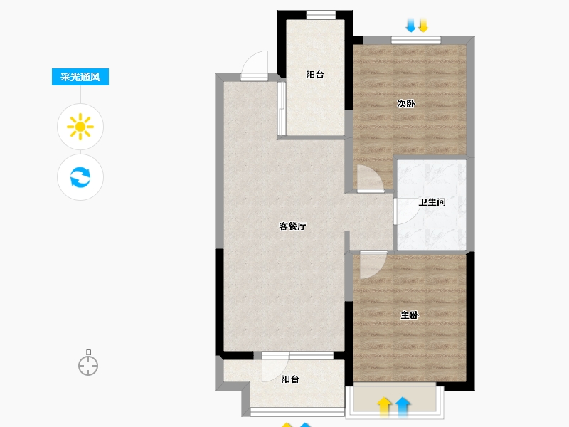 山东省-淄博市-旭辉银盛泰星河城-67.99-户型库-采光通风