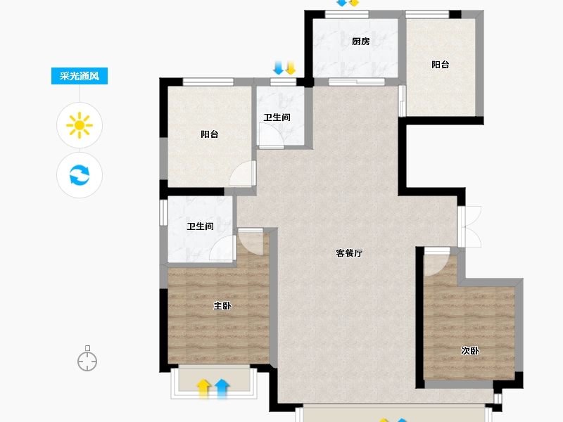 宁夏回族自治区-银川市-巨力·云都荟-95.20-户型库-采光通风