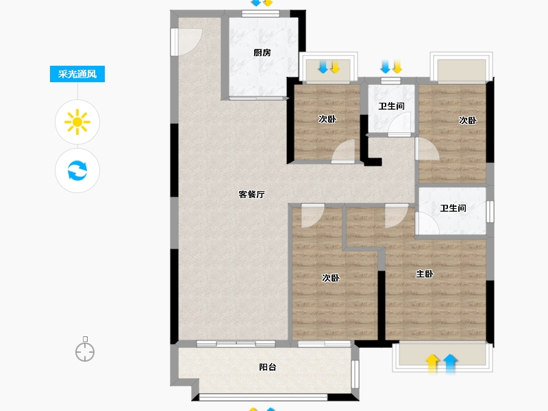 湖南省-岳阳市-海伦堡海悦城-103.78-户型库-采光通风