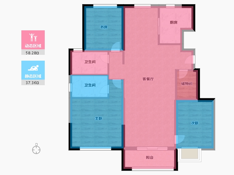 河北省-秦皇岛市-碧桂园翡翠公园-85.29-户型库-动静分区