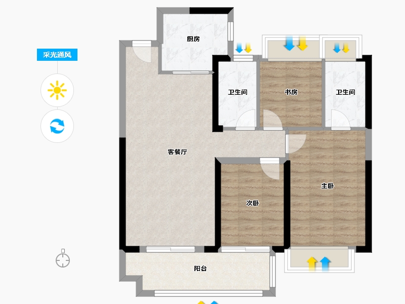 湖北省-荆州市-中建城发荆江之星-85.92-户型库-采光通风