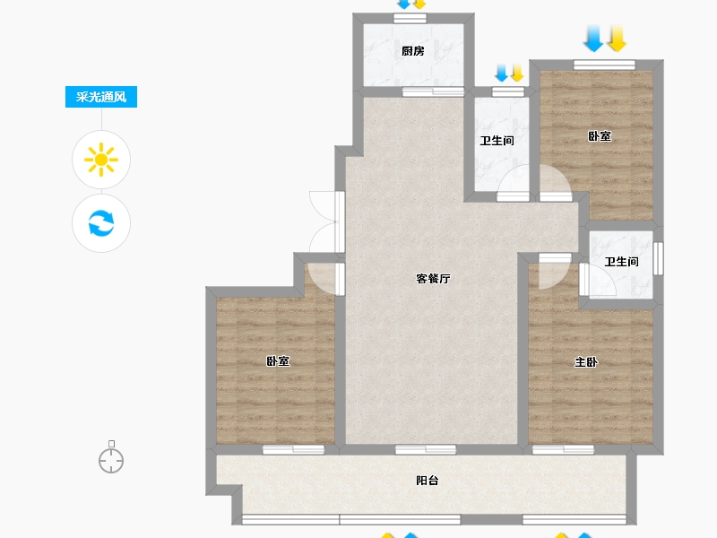 河南省-许昌市-高可·名门世家-91.45-户型库-采光通风