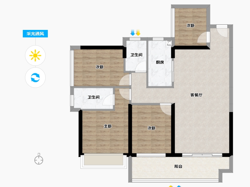 广东省-湛江市-钰海豪庭-95.83-户型库-采光通风